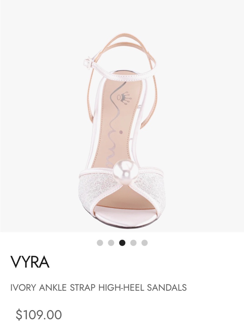 Nina Ivory Pearl-Accent Ankle-Strap Heels - Picture 3 of 12